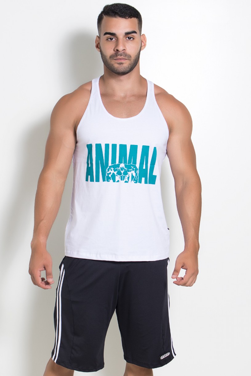 Camiseta Regata (Animal) (Branco) | Ref: KS-F527-001