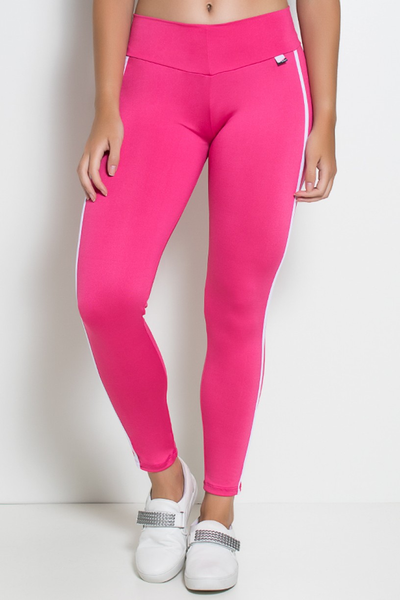 Calça Fuseau Cós Baixo com Duas Listras (Rosa Pink) | Ref: KS-F654-001