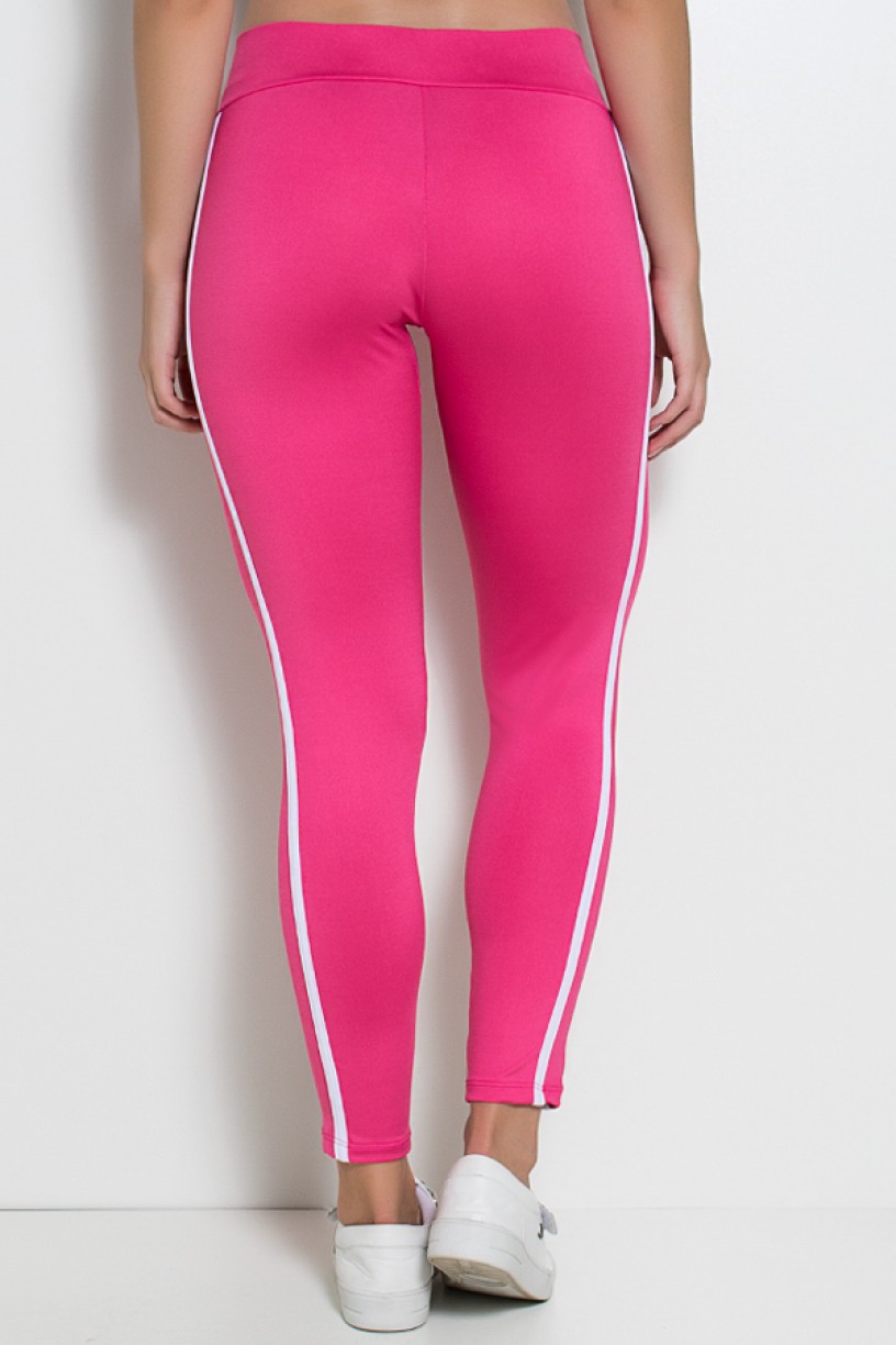 Calça Fuseau Cós Baixo com Duas Listras (Rosa Pink) | Ref: KS-F654-001