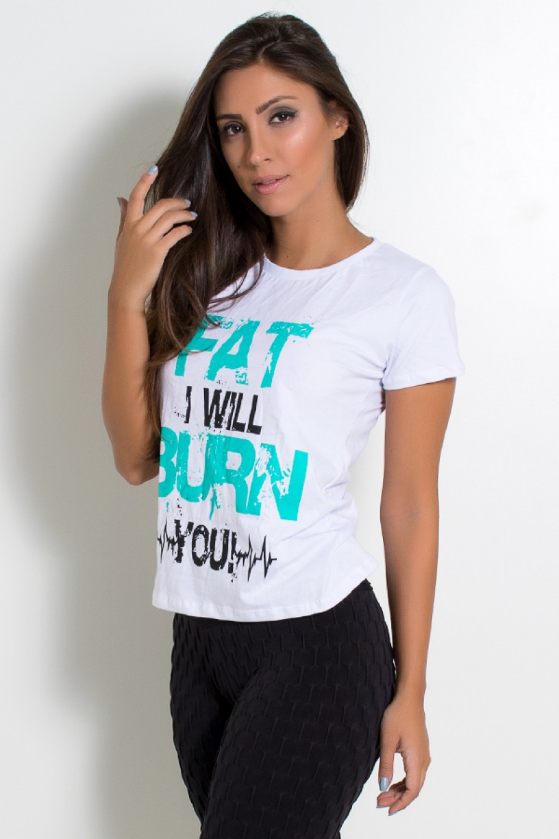 Camiseta Feminina (Fat I Will Burn You) (Branco) | Ref: KS-F704-002