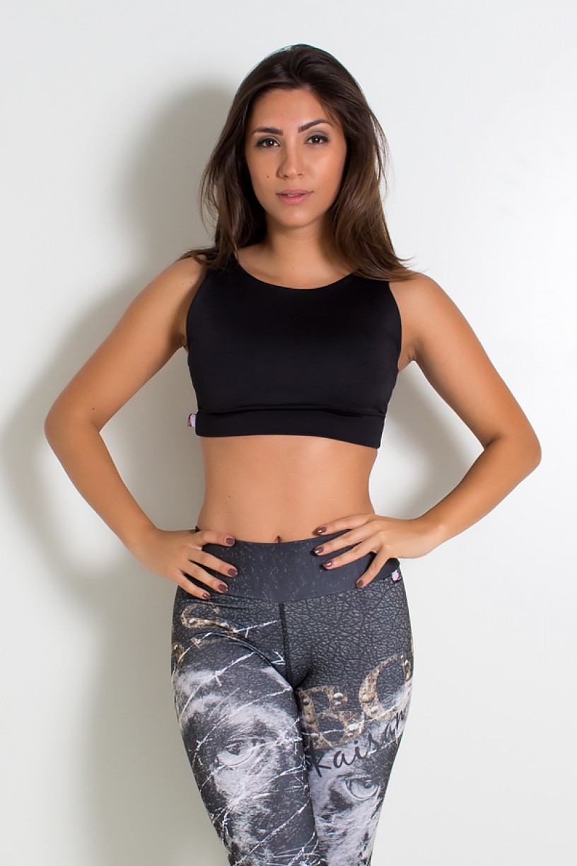 Top Liso com Duas Tiras nas Costas (Preto) | Ref: KS-F921-001