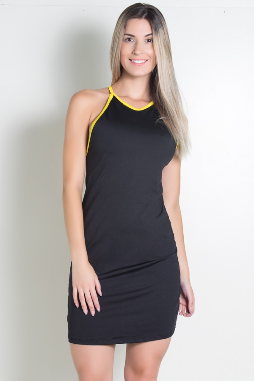 Vestido Preto com Tiras e Fecho nas Costas | Ref: KS-F962-001