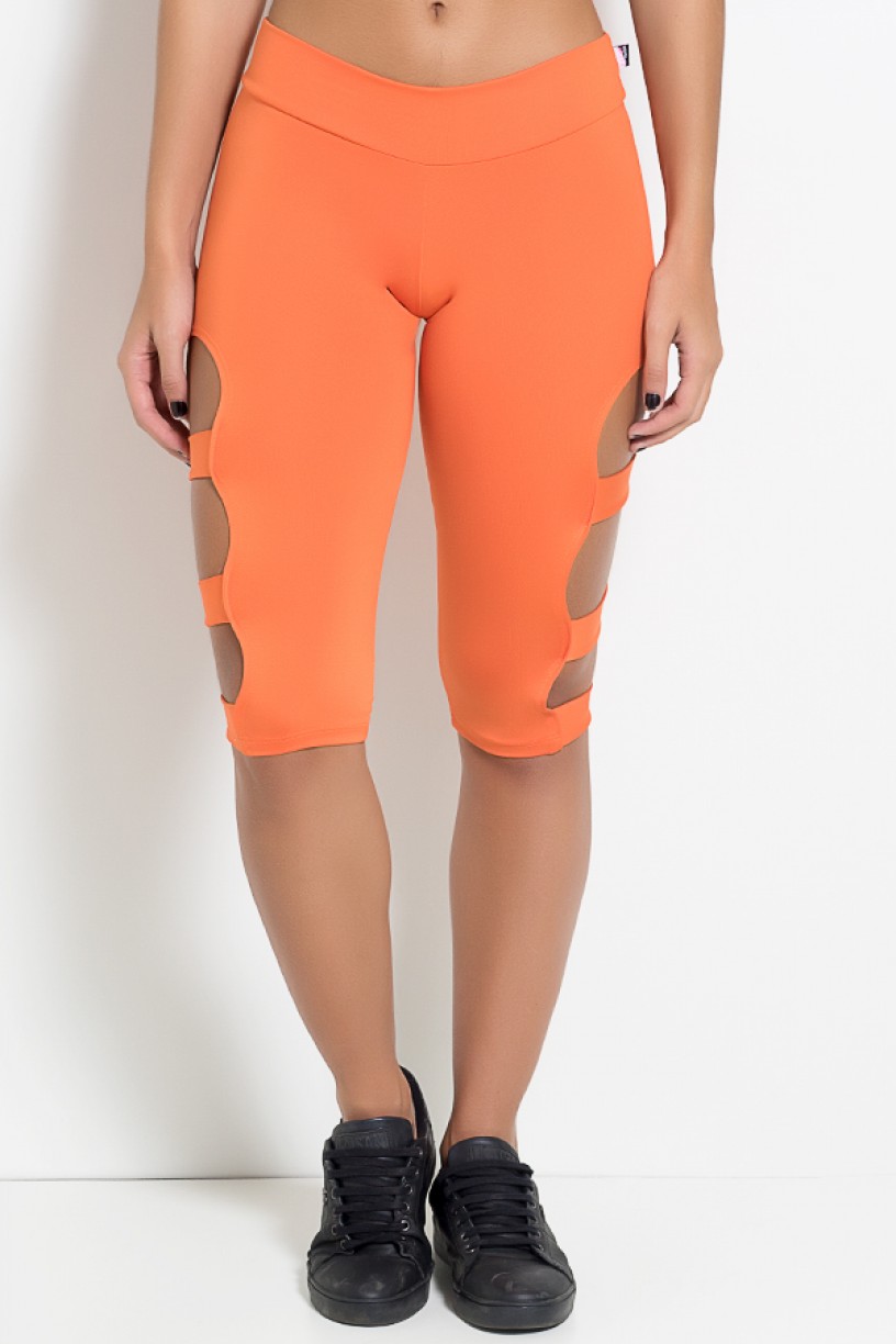 Calça Corsário com Rasgos na Perna (Laranja) | Ref: KS-F97-015 