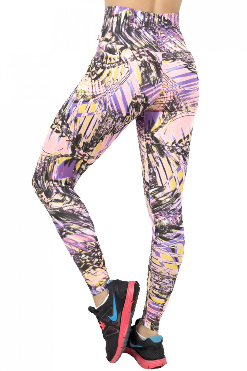 Legging Estampada Abstrato Amarelo Rosa e Roxo | Ref: CA175 