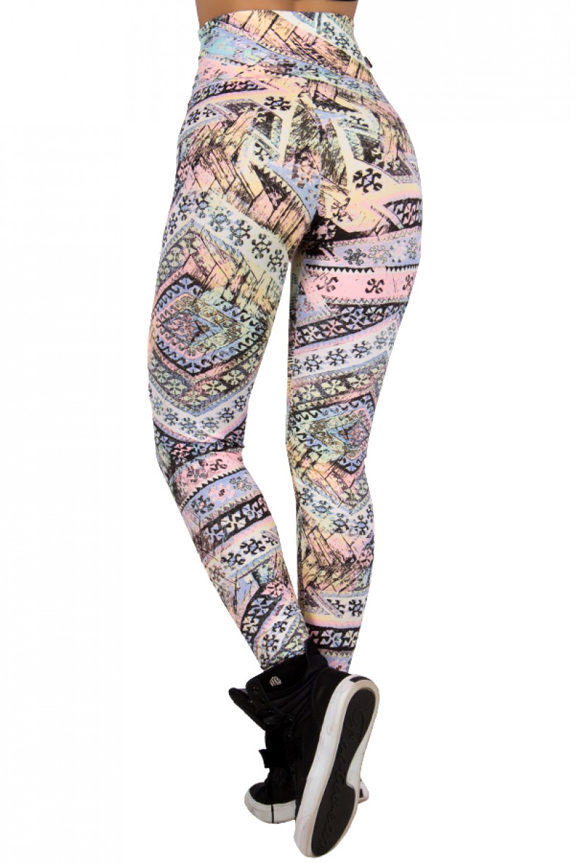 Legging Estampada Mosaico Salmão Lilás e Verde | Ref: CA389 