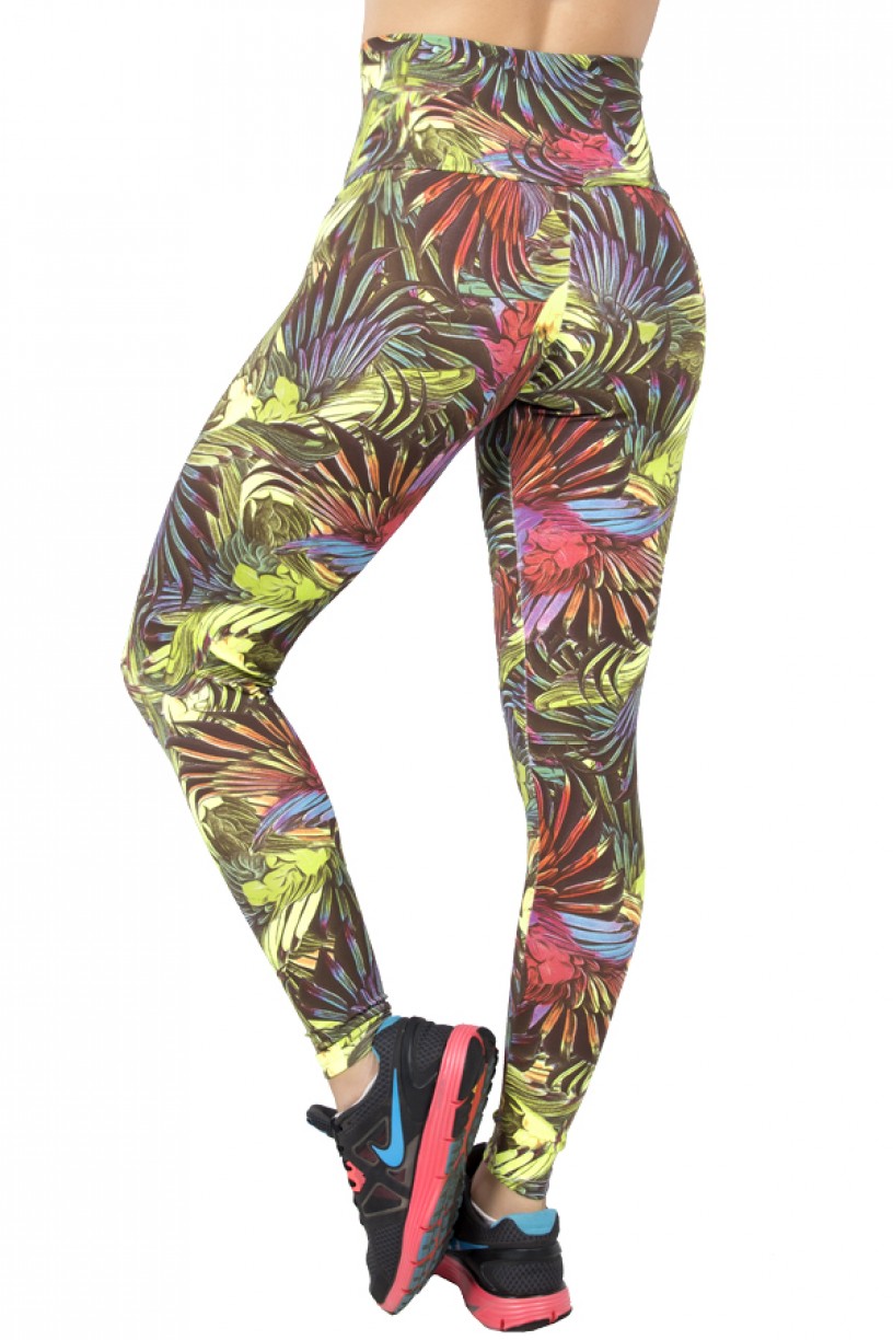 Legging Estampada Folhagem Colorida com Flúor