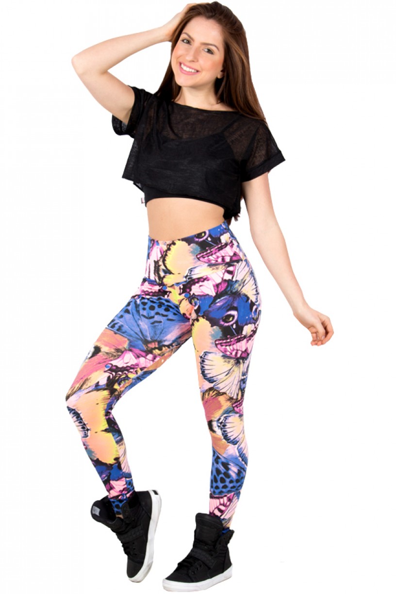 Legging Estampada Borboleta Rosa Roxa e Azul | Ref: CA366