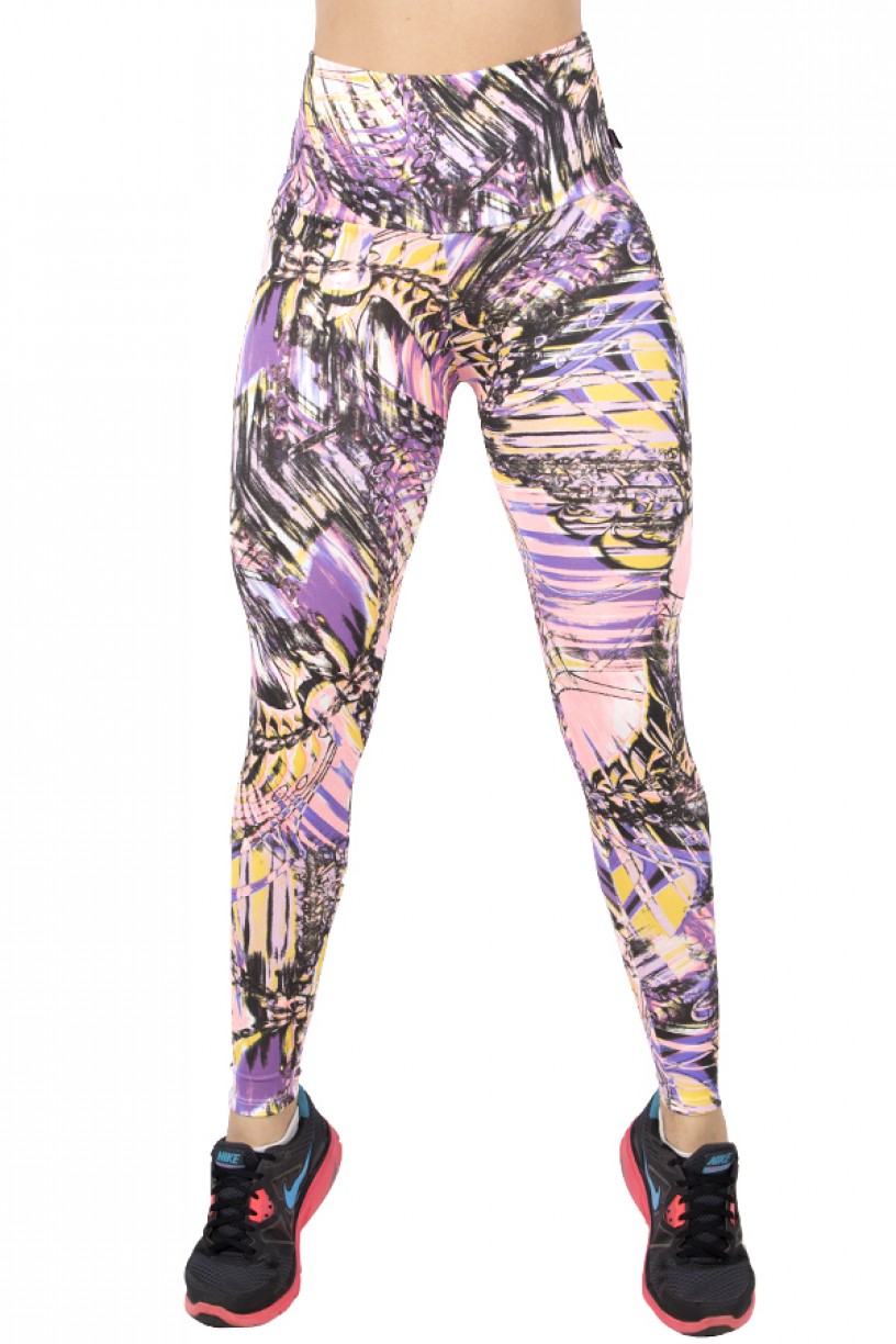 Legging Estampada Abstrato Amarelo Rosa e Roxo | Ref: CA175 