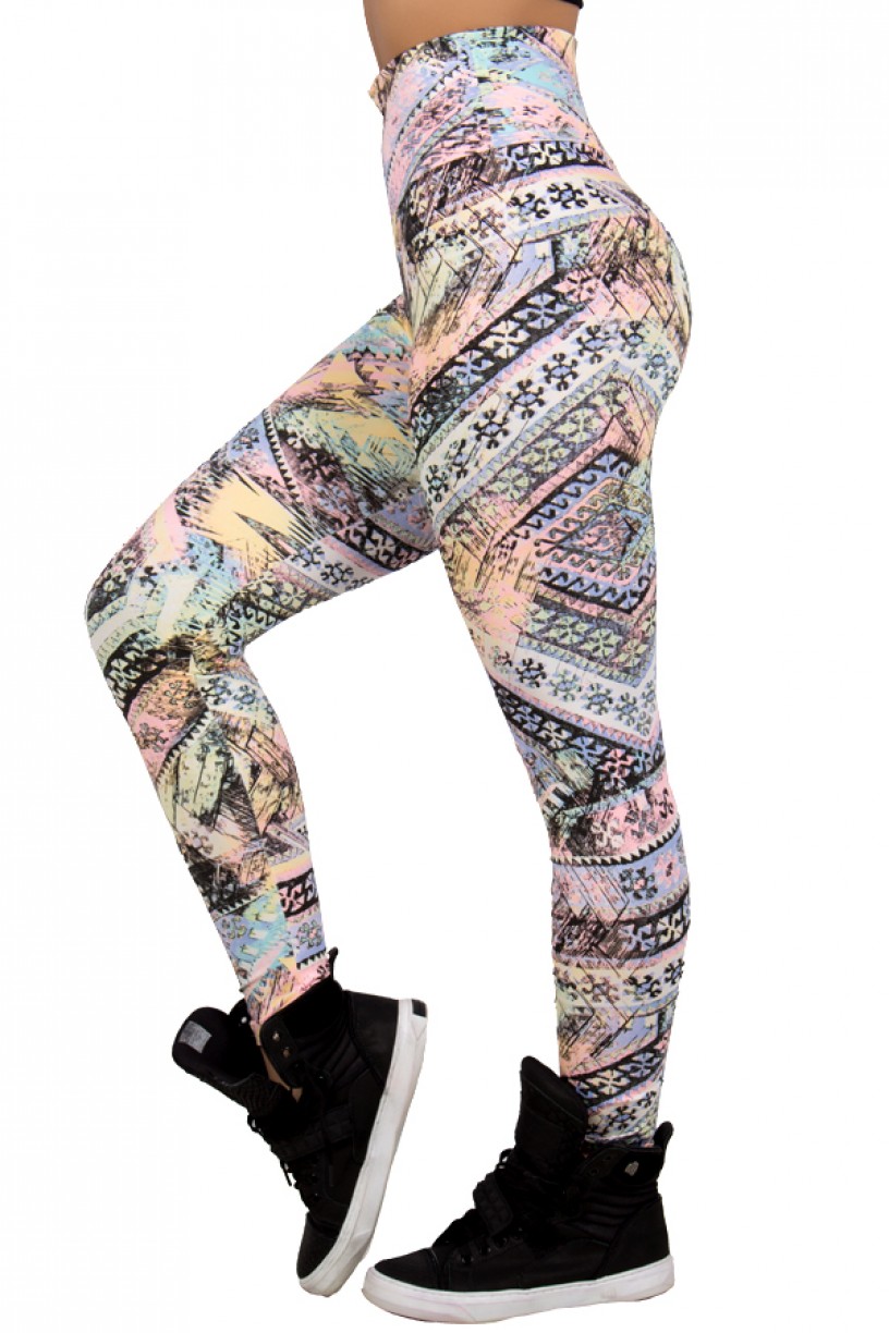 Legging Estampada Mosaico Salmão Lilás e Verde | Ref: CA389 