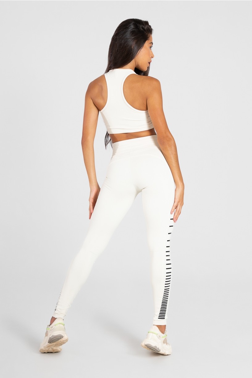 Legging de Poliamida com Recorte e Silk Degradê (Off-White) | Ref: GO29-C