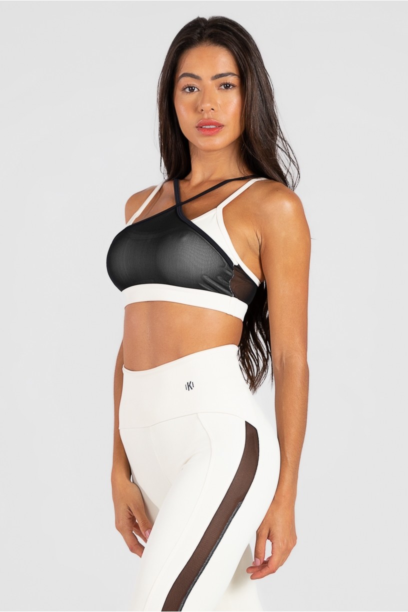 Top de Poliamida Duplo (Off-White / Preto) | Ref: GO37-C