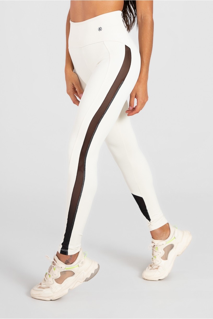 Legging de Poliamida com Faixa De Tule (Off-White) | Ref: GO38-C