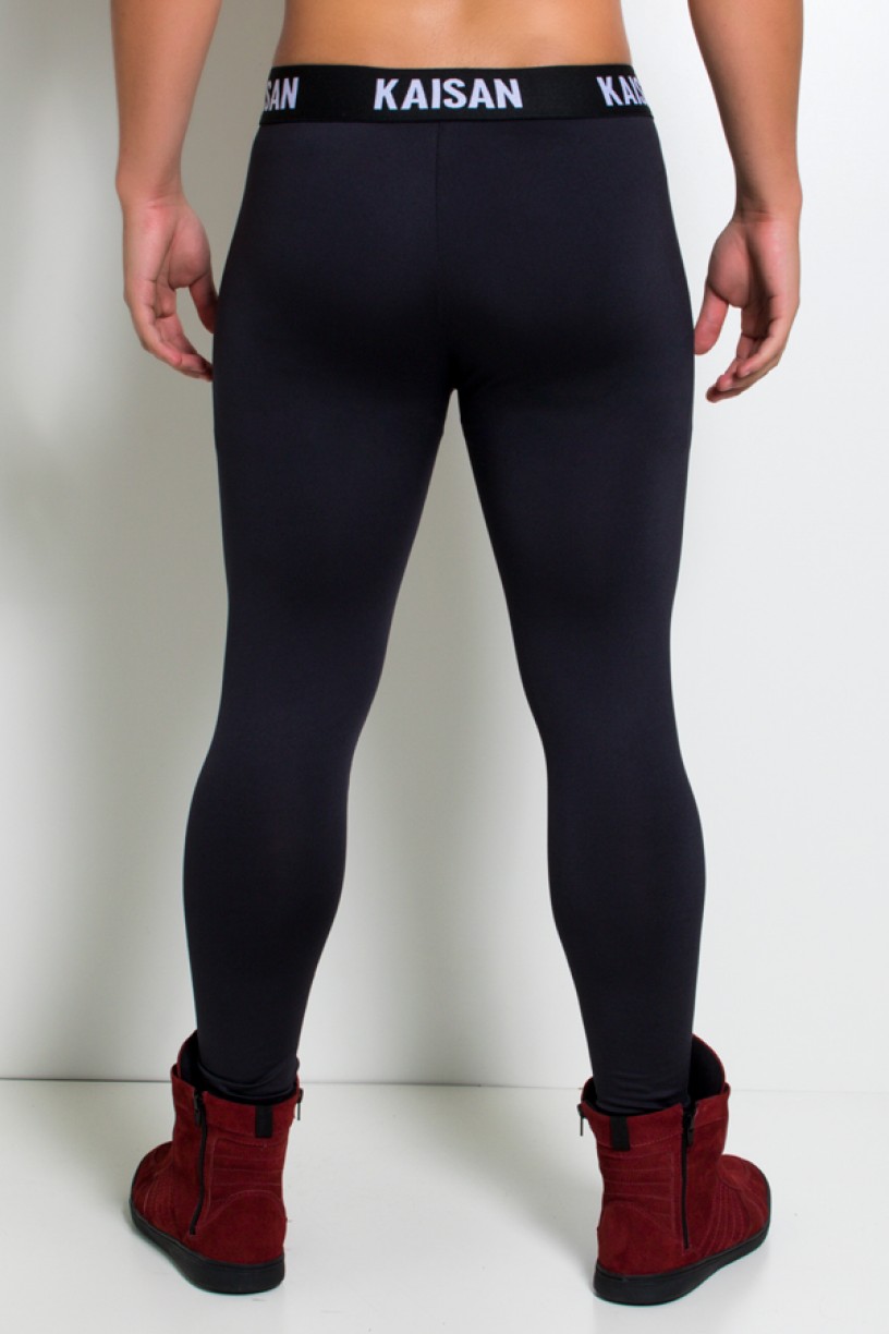 Calça Legging Masculina com Cós de Elástico (Preto / Branco) | Ref: KS-H10-002