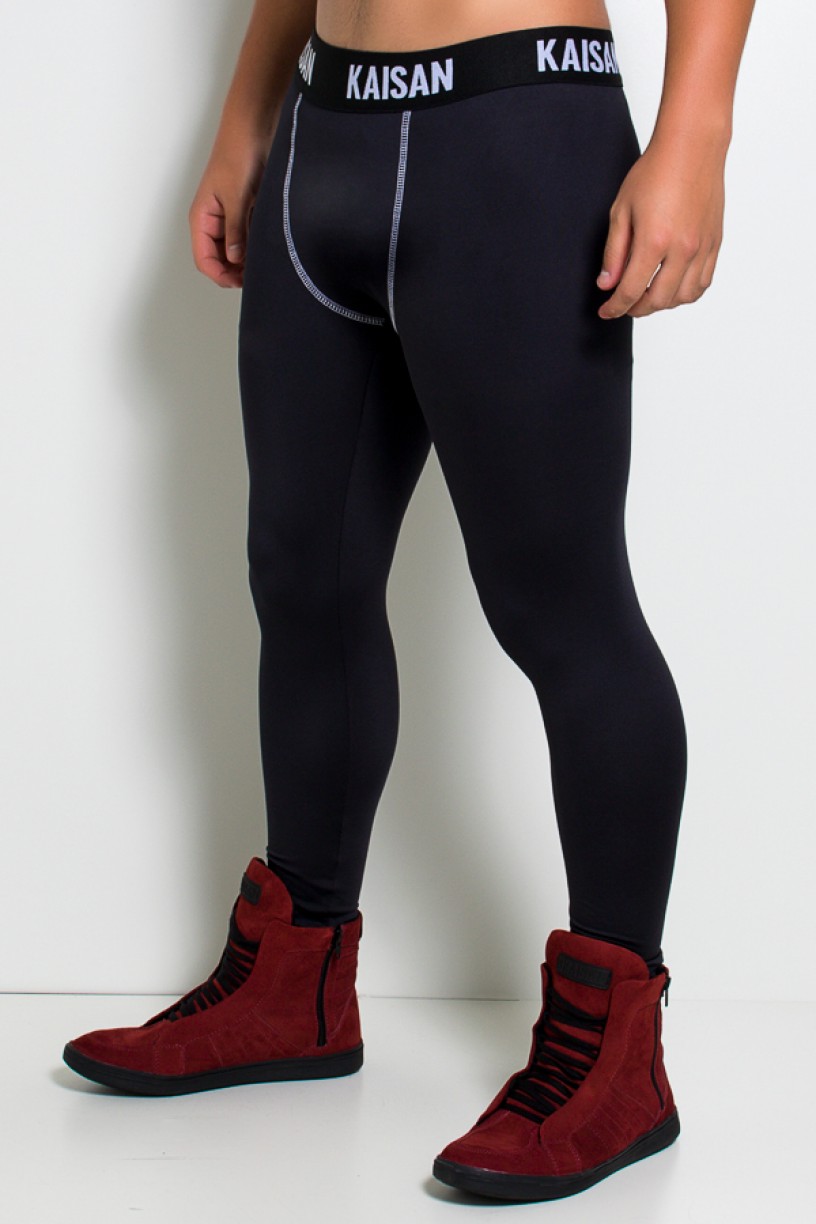 Calça Legging Masculina com Cós de Elástico (Preto / Branco) | Ref: KS-H10-002