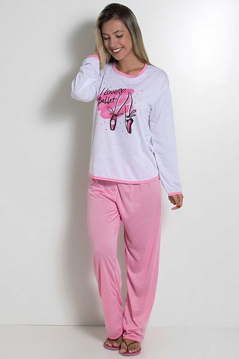 Pijama Feminino Longo 074 (Rosa)