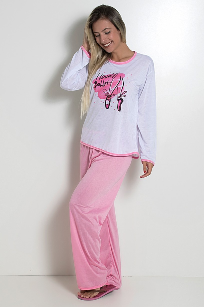 Pijama Feminino Longo 074 (Rosa)