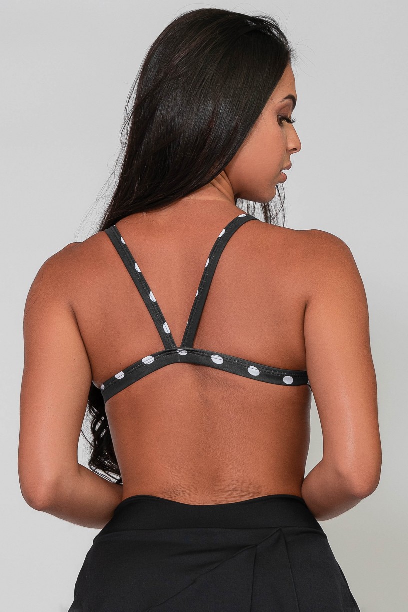 Top Fitness Estampado (Preto com Bolinhas Brancas) | Ref: K2568-M