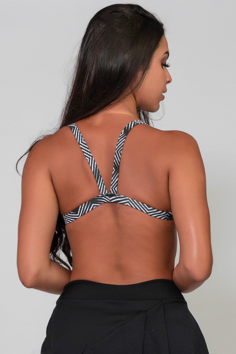 Top Fitness Estampado (Setas Brancas com Preto) | Ref: K2568-Q