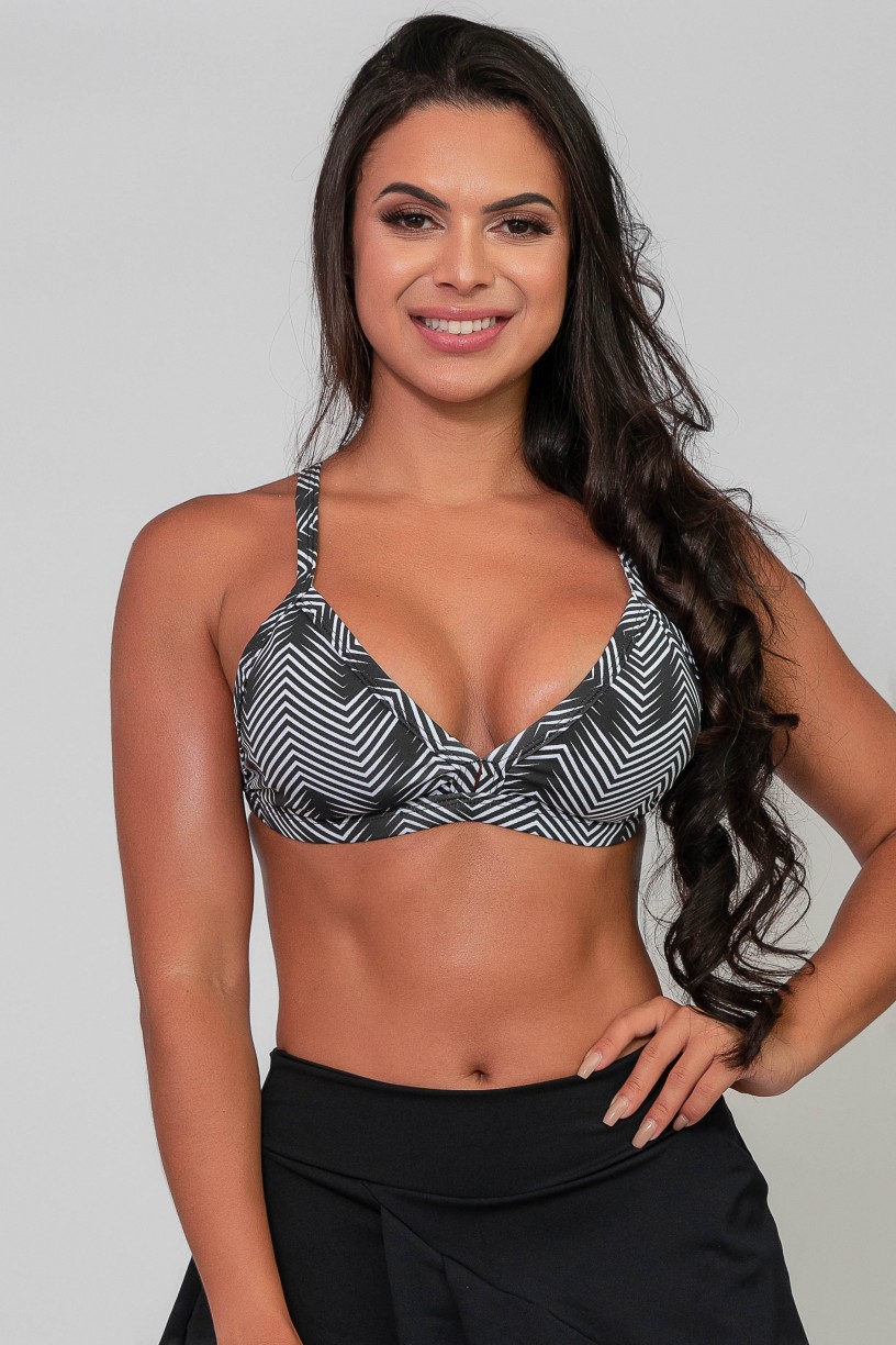 Top Fitness Estampado (Setas Brancas com Preto) | Ref: K2568-Q