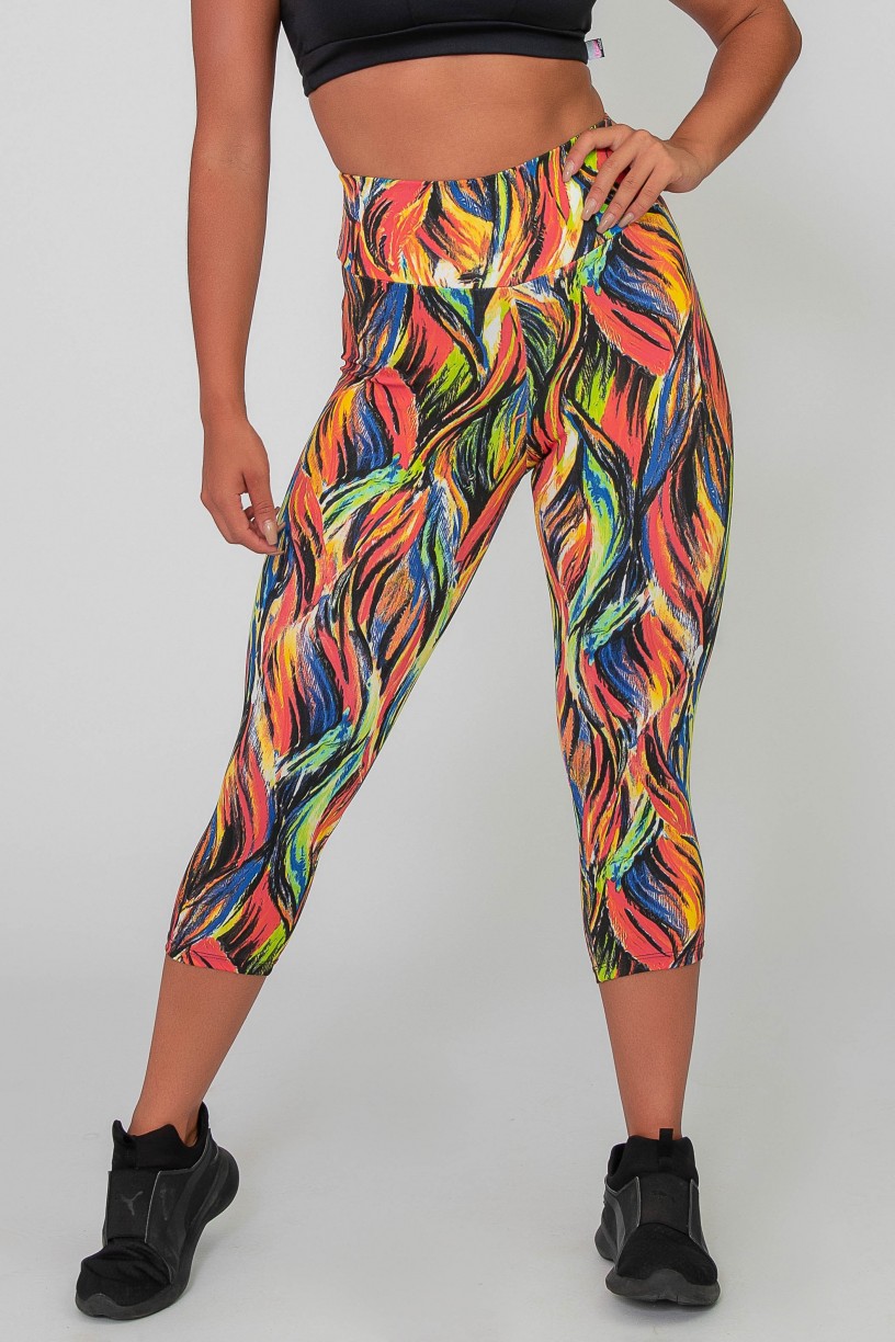 Calça Corsário Estampada (Abstrato Fluor 3) | Ref: K2586-C