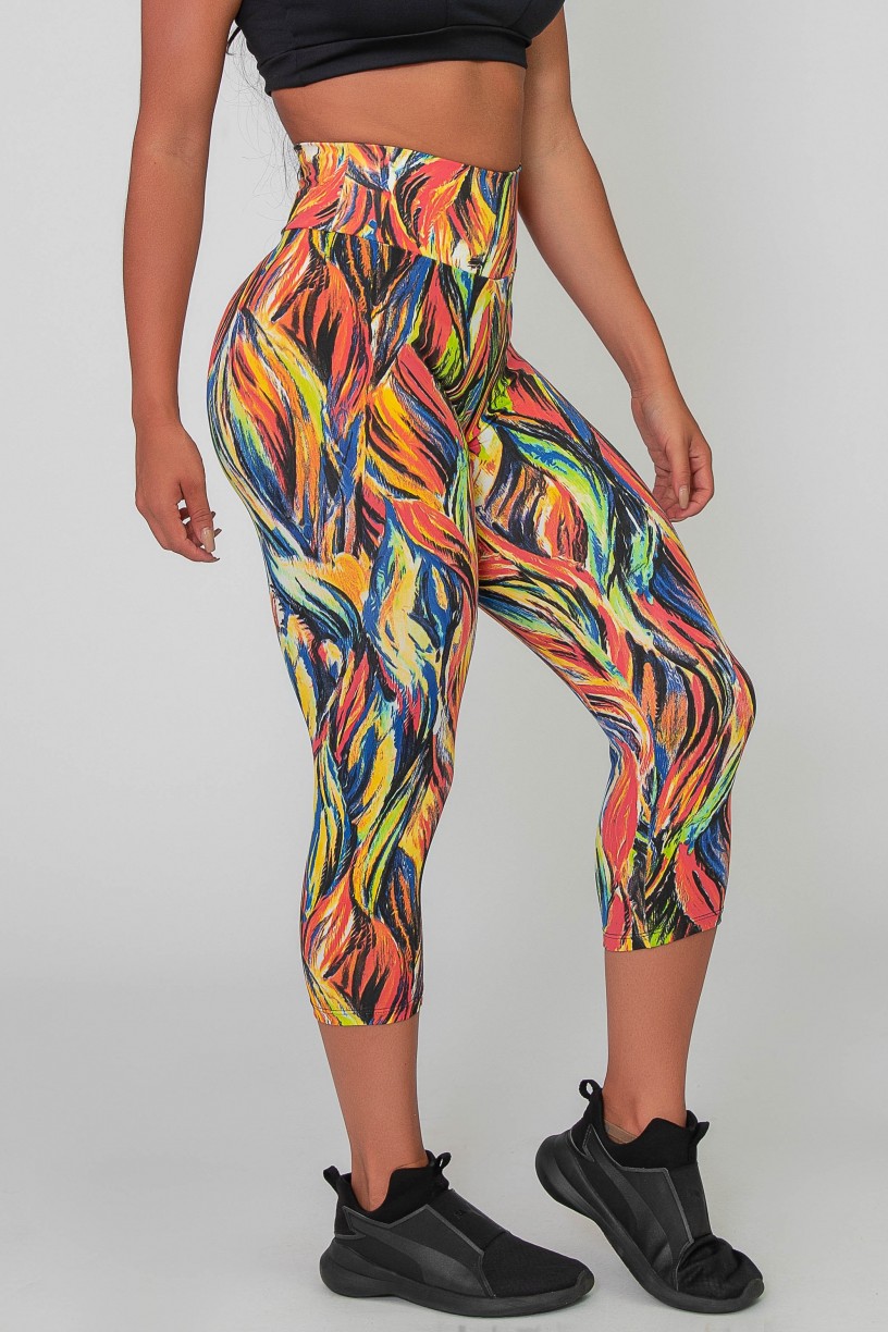 Calça Corsário Estampada (Abstrato Fluor 3) | Ref: K2586-C