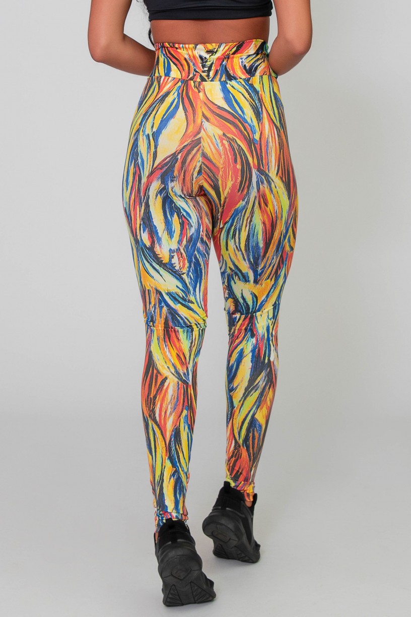 Calça Legging Básica Estampada (Abstrato Fluor 3) | Ref: K2588-C