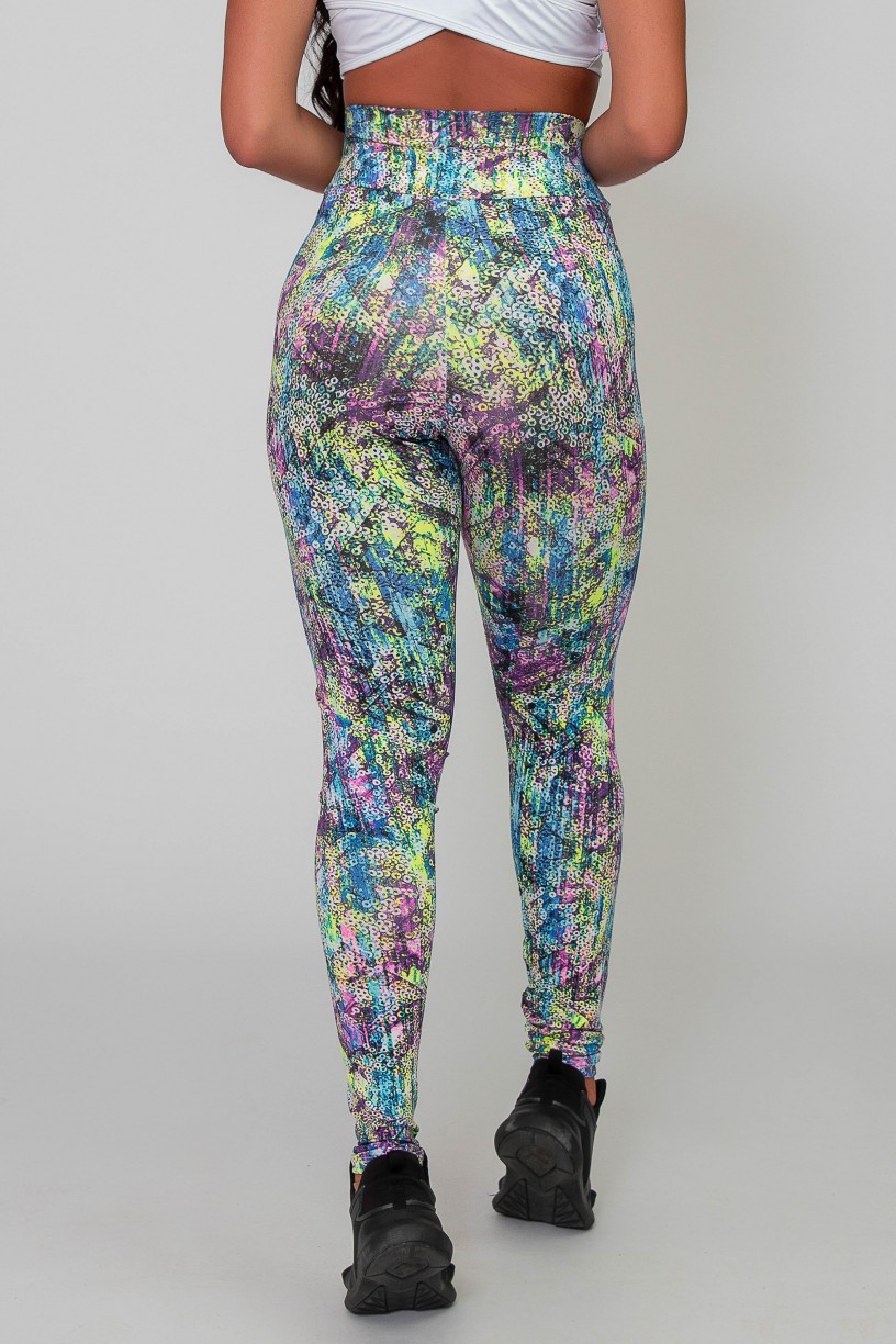 Calça Legging Básica Estampada (Mosaico e Bolinhas Coloridas) | Ref: K2588-J