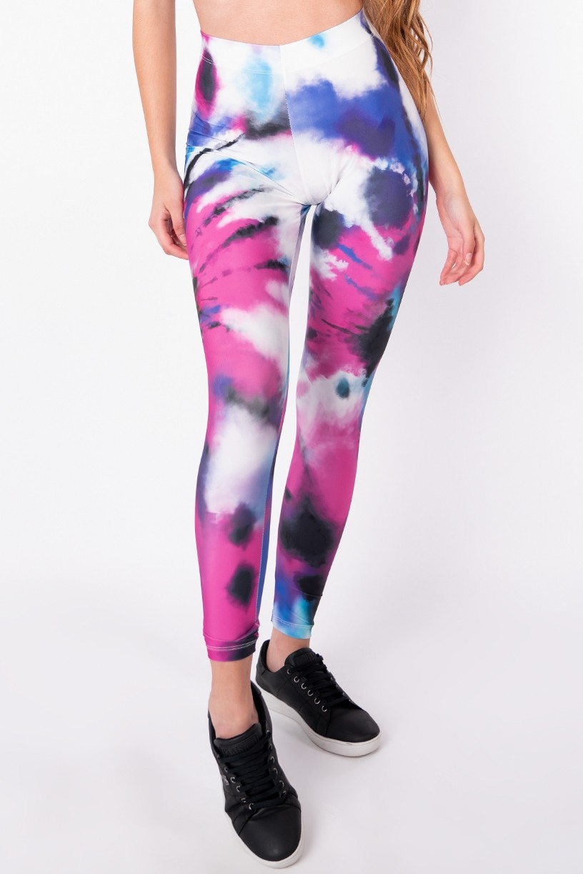 Calça Legging com Elástico Estampa Digital Tie Dye (Pink / Roxo) | Ref: K2695-A