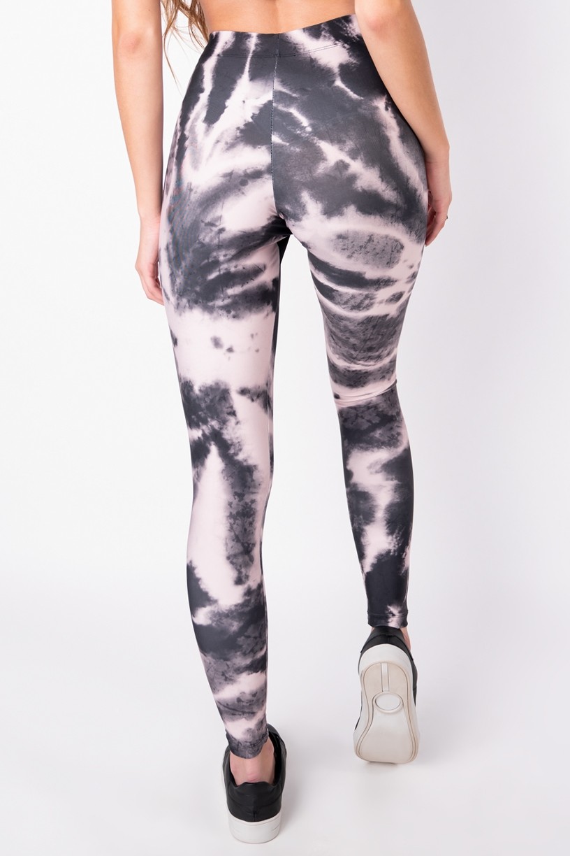 Calça Legging com Elástico Estampa Digital Tie Dye (Rosé / Preto) | Ref: K2695-G