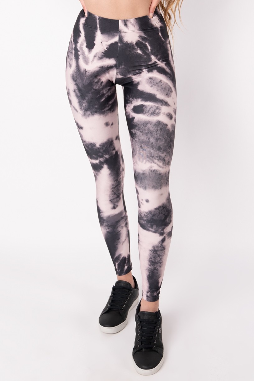 Calça Legging com Elástico Estampa Digital Tie Dye (Rosé / Preto) | Ref: K2695-G