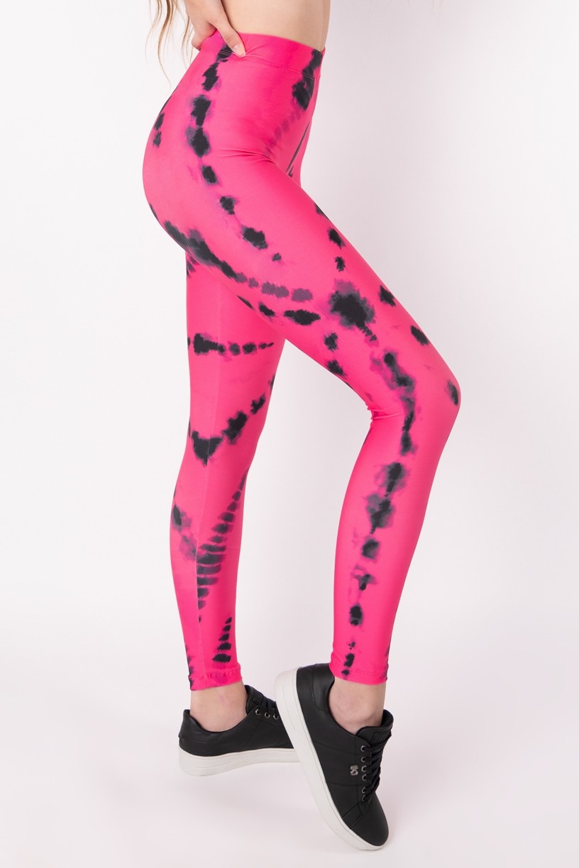 Calça Legging com Elástico Estampa Digital Tie Dye (Pink / Preto) | Ref: K2695-J