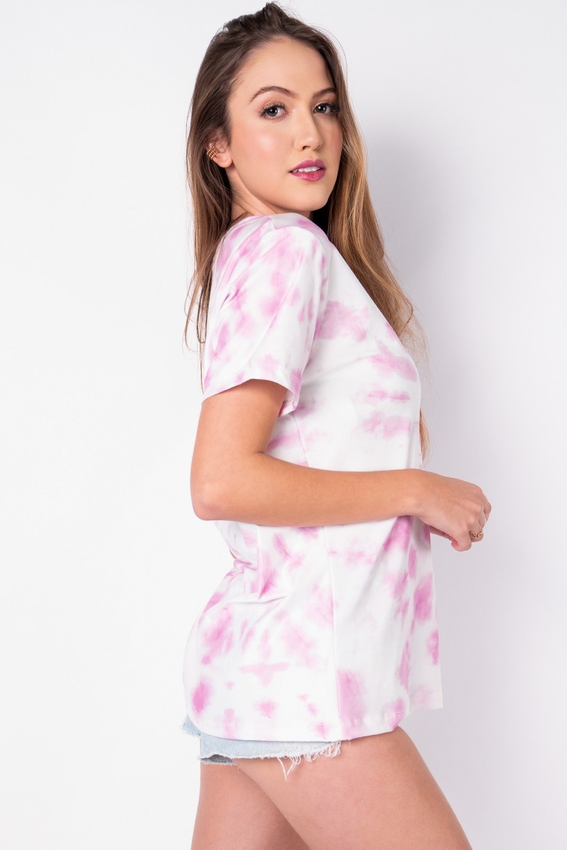 Camisetão Estampa Digital Tie Dye (Rosa / Branco) | Ref: K2696-E