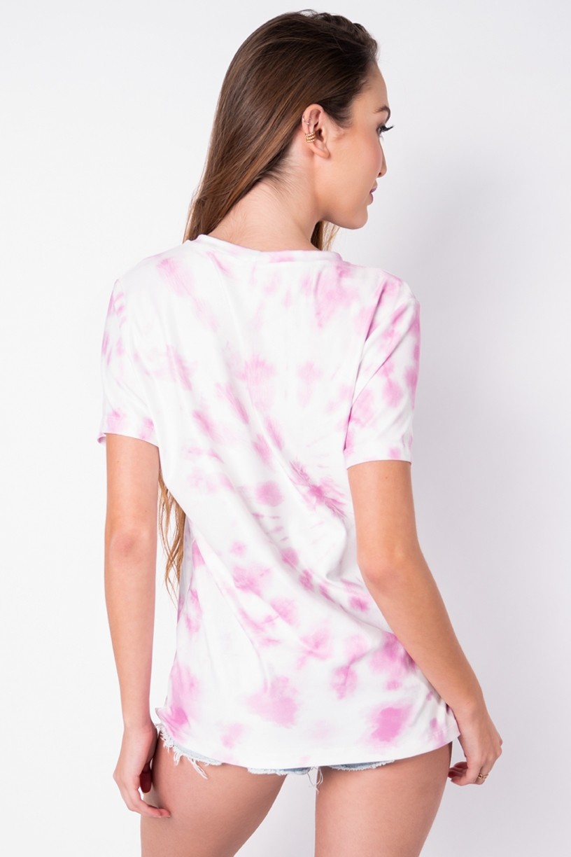 Camisetão Estampa Digital Tie Dye (Rosa / Branco) | Ref: K2696-E