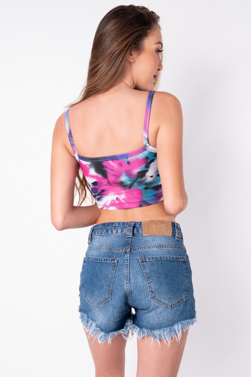 Cropped de Alcinha Estampa Digital Tie Dye (Pink / Roxo) | Ref: K2825-A