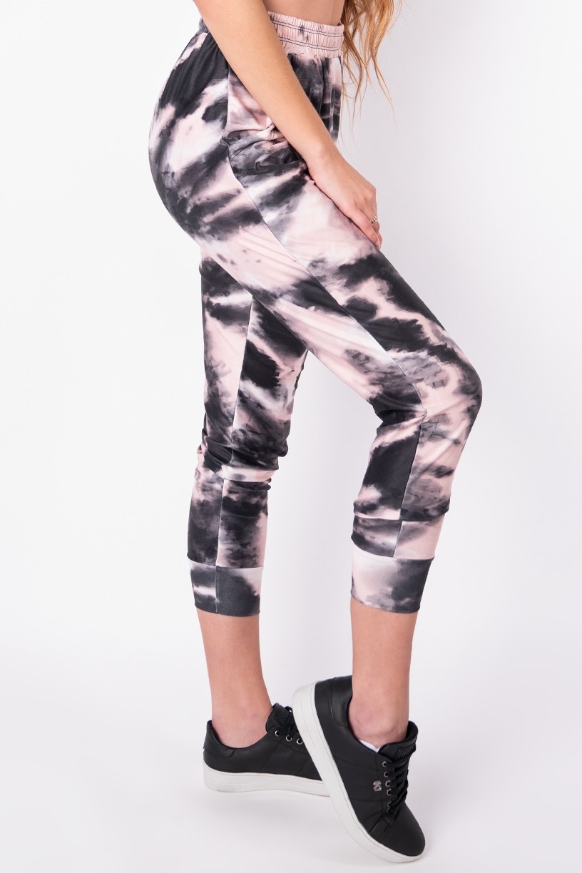 Calça Jogger Estampa Digital Tie Dye (Rosê / Preto) | Ref: K2826-G