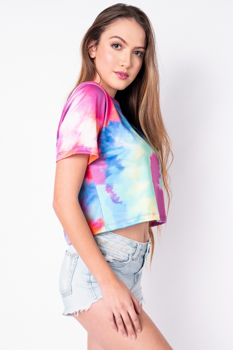 Maxi Cropped Estampa Digital Tie Dye (Azul / Verde) | Ref: K2827-H