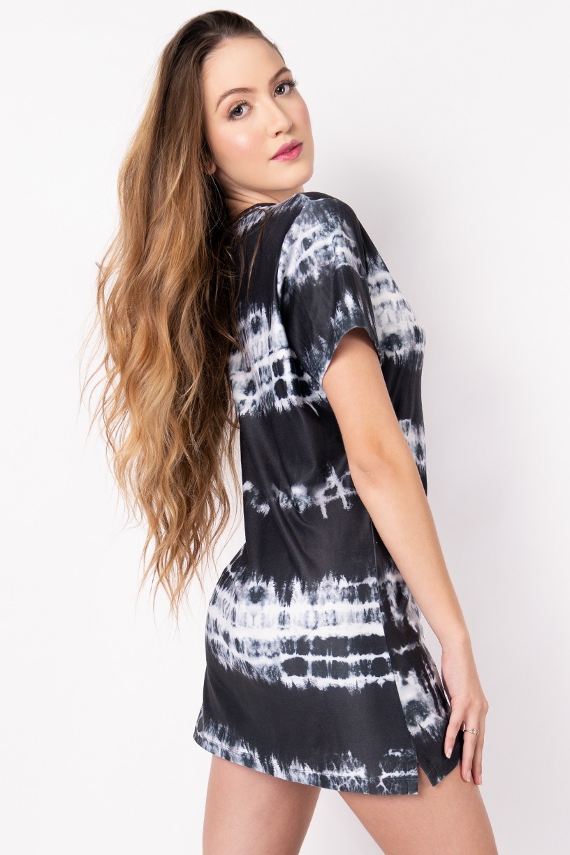 Vestido Estampa Digital Tie Dye (Preto) | Ref: K2828-B