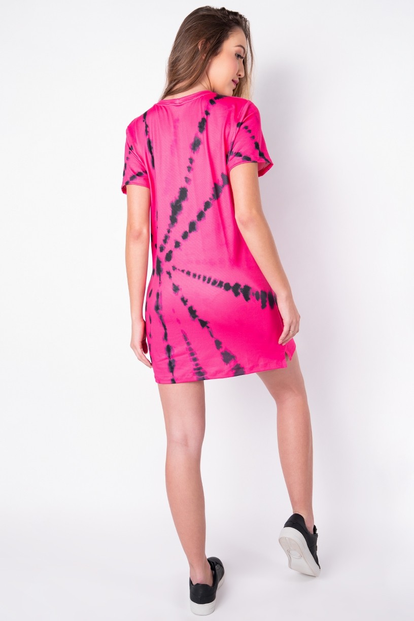 Vestido Estampa Digital Tie Dye (Pink / Preto) | Ref: K2828-J
