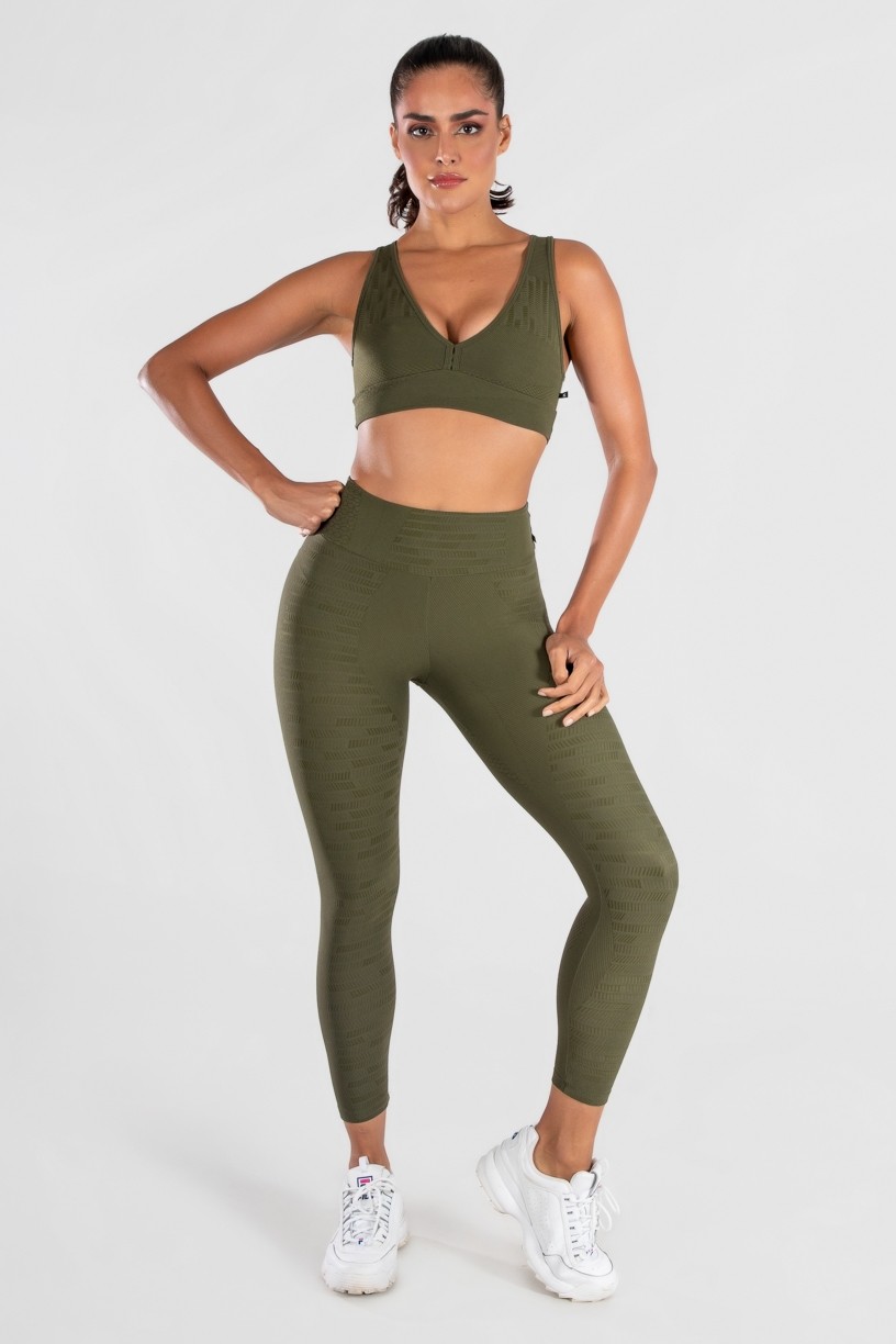 Calça Legging Levanta Bumbum Cós com Bico (Verde Militar) | Ref: K3071-B 