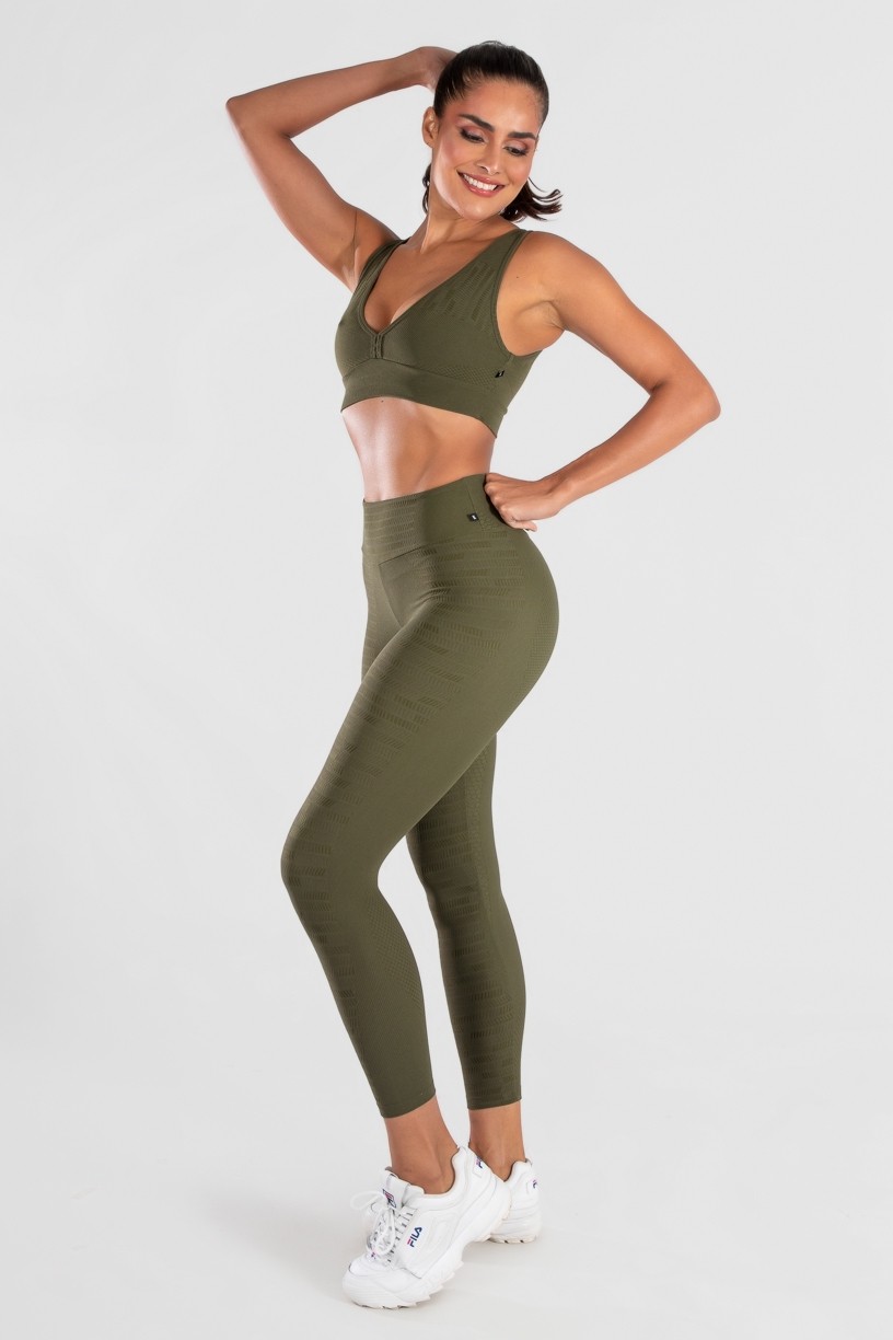 Calça Legging Levanta Bumbum Cós com Bico (Verde Militar) | Ref: K3071-B 