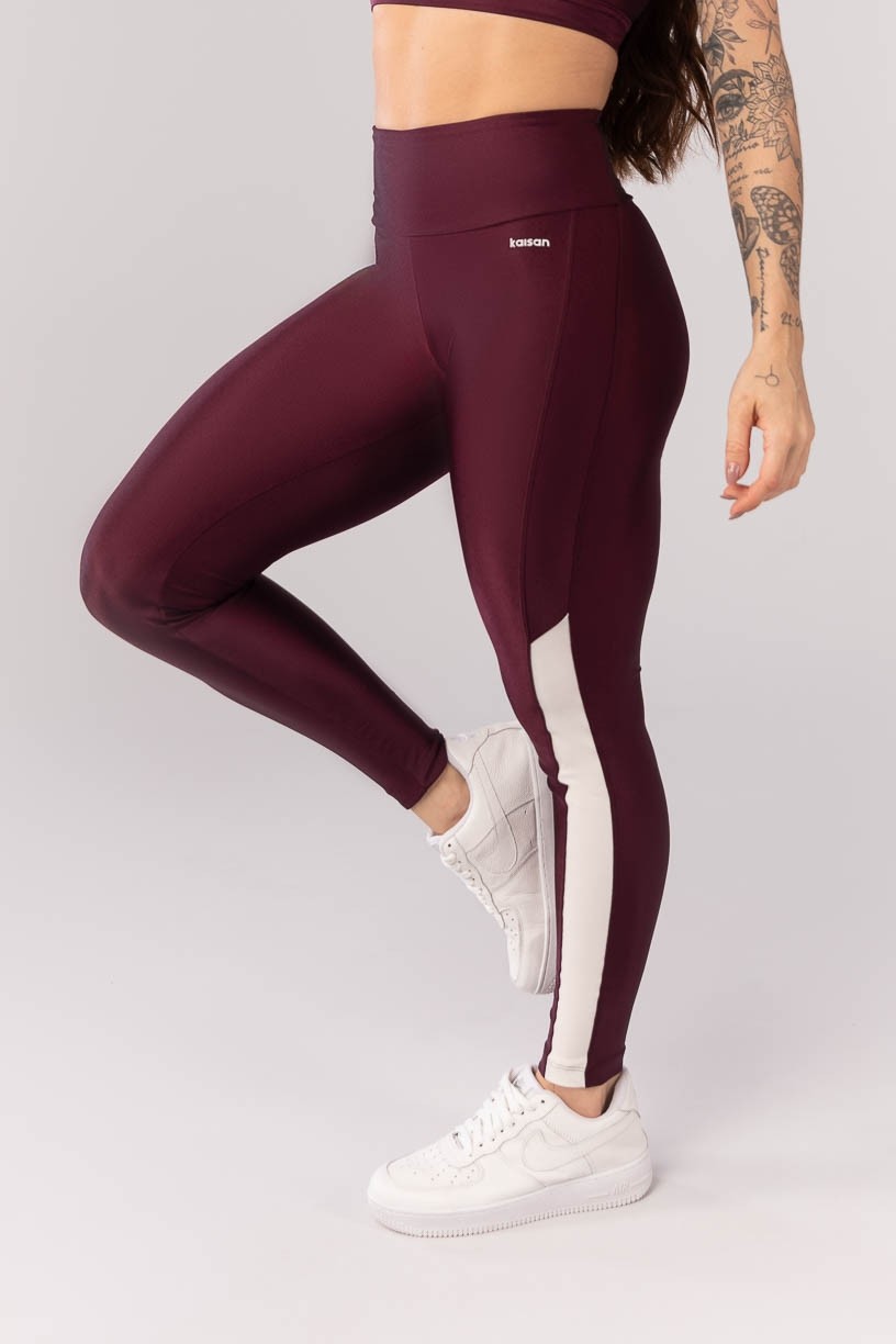K4092-A_Calca_Legging_com_Faixa_Lateral_Vinho__Off_White__Ref_K4092-A