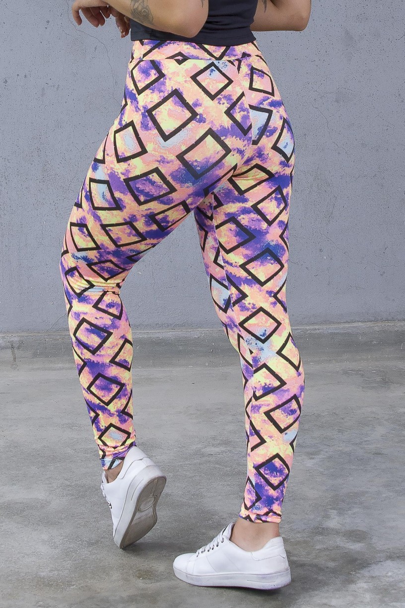 Legging Estampada (Quadrados com Manchas Coloridas) | Ref: KS-F27-120