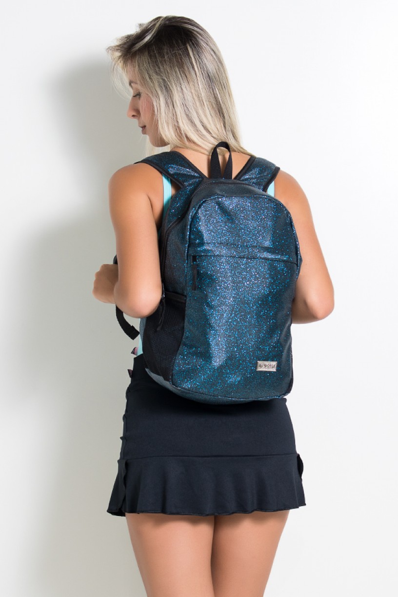 Mochila com Brilho (Azul Marinho com Glitter) | Ref: KS-MF11-005 