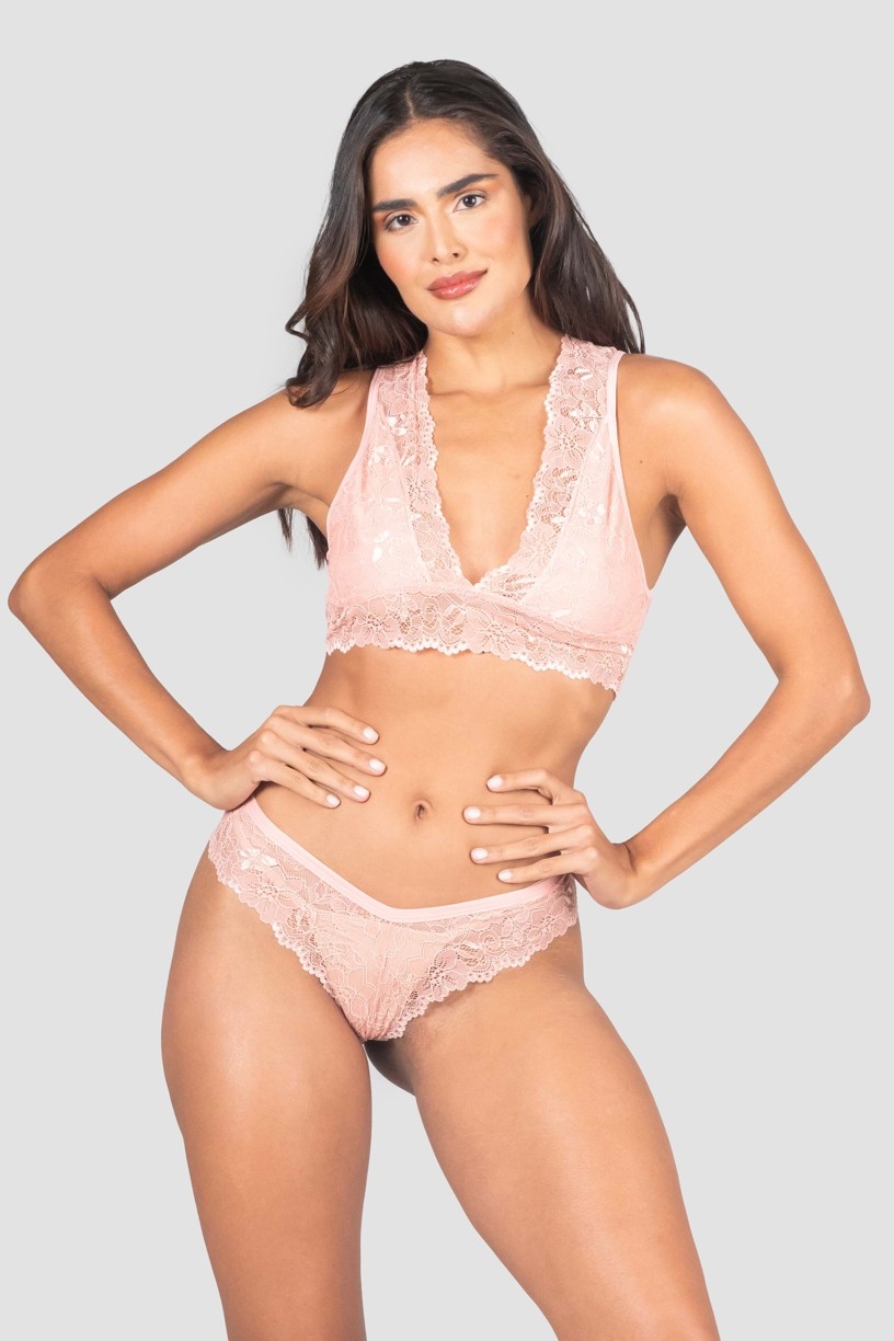 Conjunto Lingerie Patrícia de Renda (Rosa) | Ref: P04-1-C