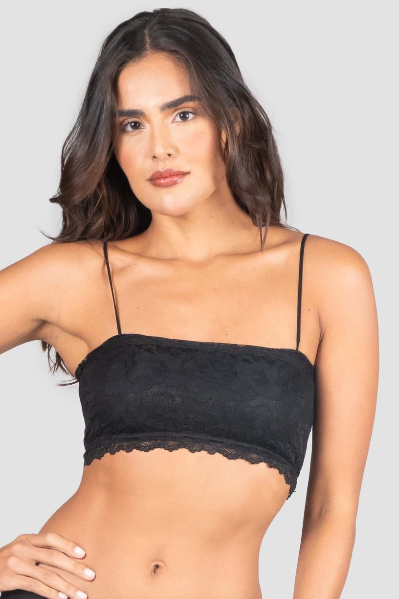 Cropped Lingerie de Renda (Preto) | Ref: P04-2-A