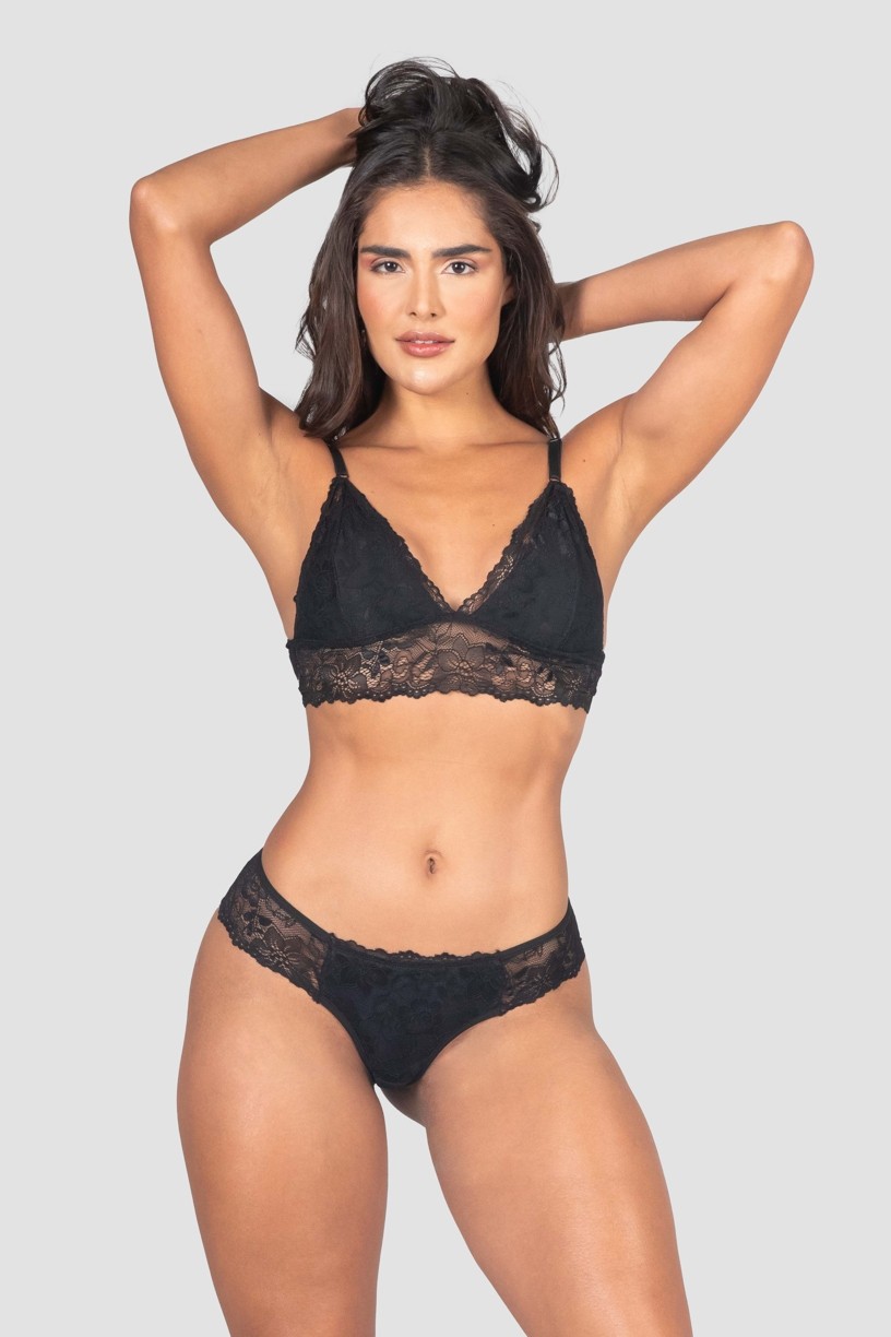 Conjunto Lingerie Manu (Preto) | Ref: P04-6-A