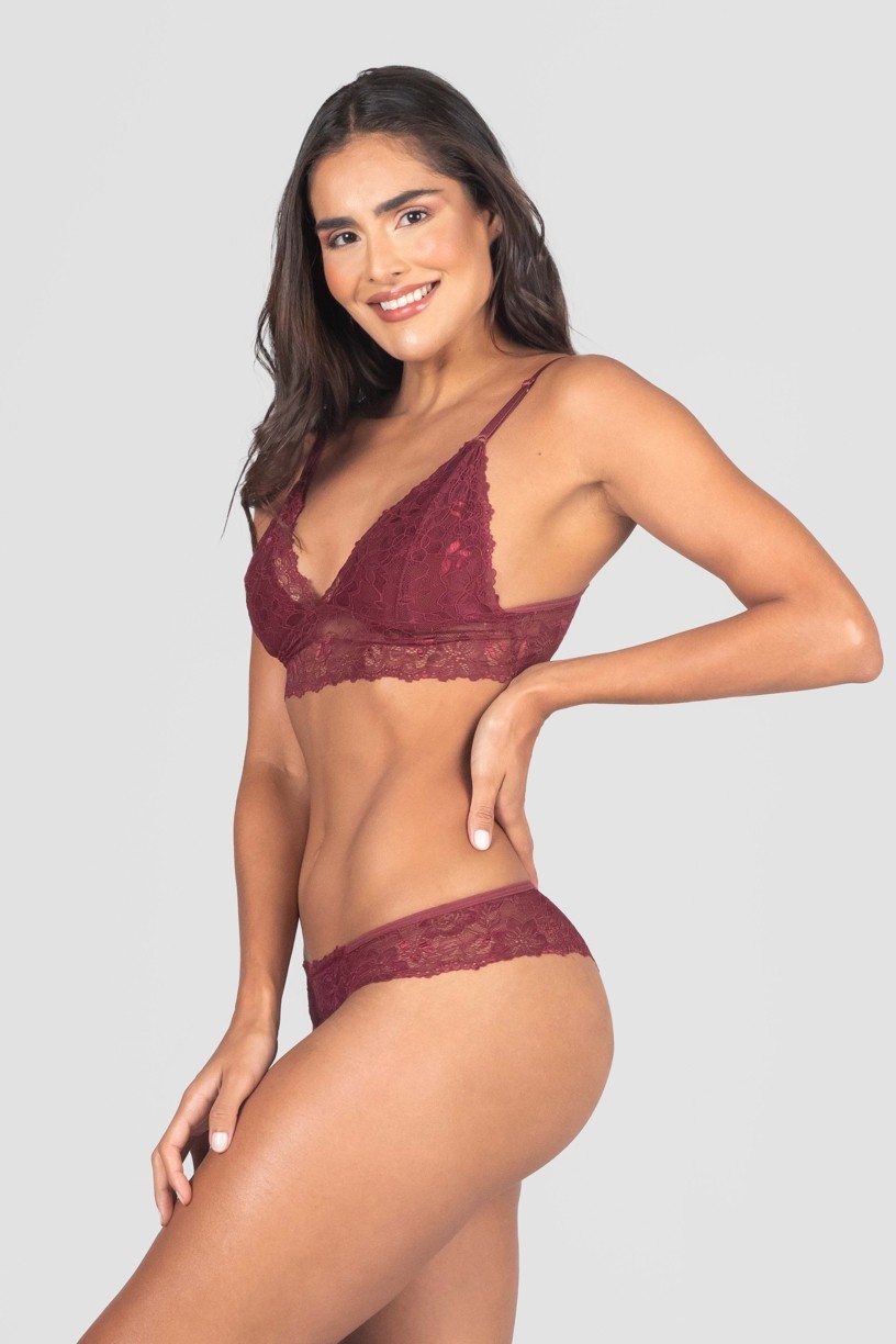 Conjunto Lingerie Manu (Vinho) | Ref: P04-6-C