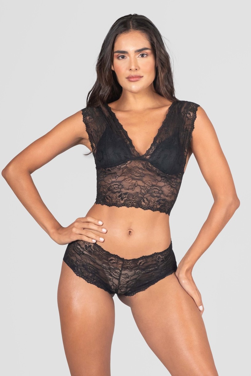 Conjunto Lingerie Cropped (Preto) | Ref: P04-7-B