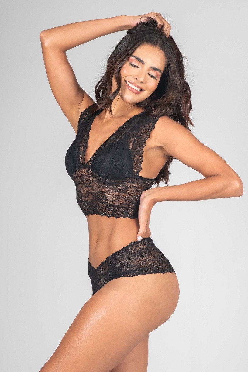 Conjunto Lingerie Cropped (Preto) | Ref: P04-7-B