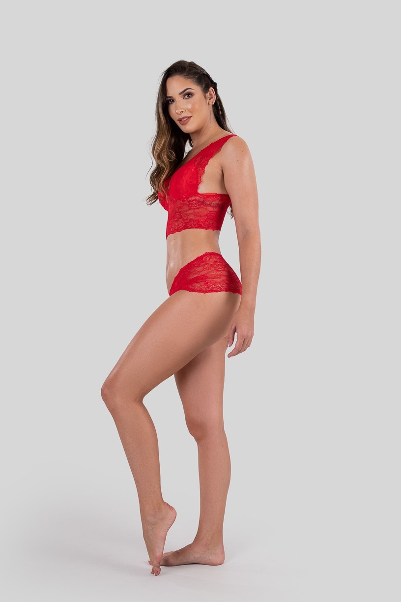 Conjunto Lingerie Cropped (Vermelho) | Ref: P04-7-C